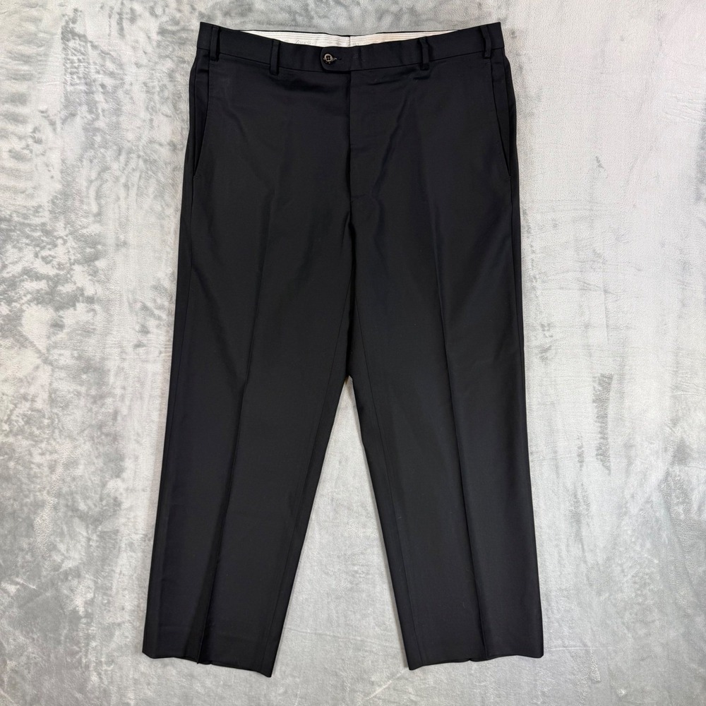 Zanella‎ Todd Dress Pants Men's Size 38x30 Black Virgin Wool Trousers Italy